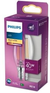 Philips LED-Kerze E14 4,3–40 W, 2700 K Filament, klare Blisterpackung – 5100306