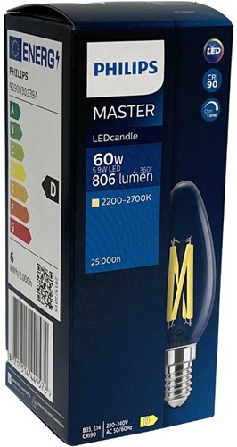 Philips LED-Kerze E14 5,9-60 W Filament klar dimtone – LED3718