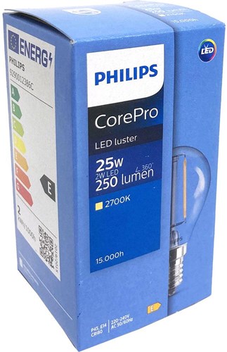 Philips LED-Kugel E14 2-25W 2700K Filament klar - LED3727