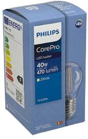 Philips LED-Kugel E27 4,3-40 W 2700 K Filament klar – LED3749