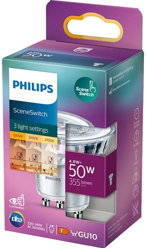 Philips LED-Spot GU10 230 V 4,8–50 W Szenenschalter Blister – 5105324