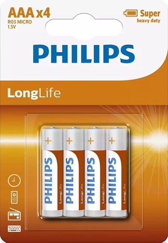 Philips R03 LongLife AAA Batterie 4 Teile