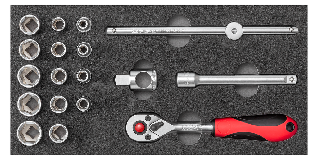 GEDORE RED-DIP-Tasten Set 3 8 Zoll 1 3 CT-Modul Silber 7-Stück