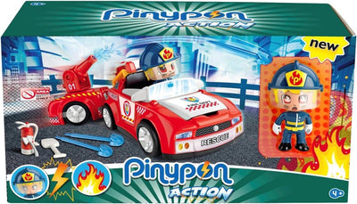 Pinypon Fire Truck mit Anhängerspielzeugfigur als Feuerwehrmann