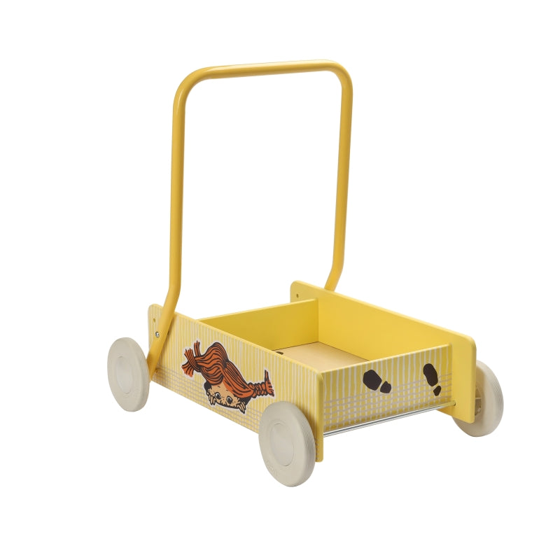Kinderbuchlizenzen Pippi Lauflernwagen aus Holz gelb