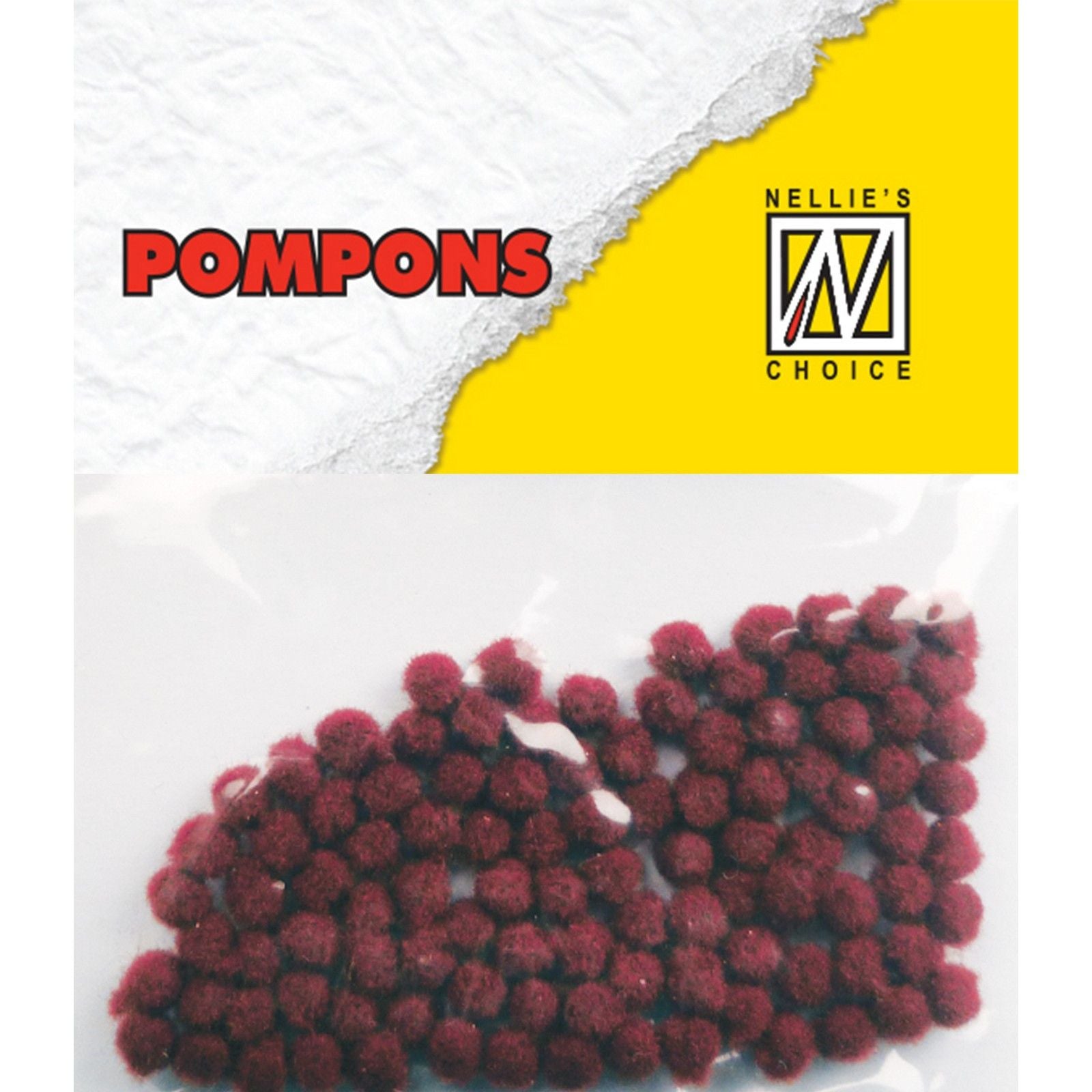 Nellies Wahl • Pompons Mini 3mm 100 Stück Pkg. col. MD-1901 Burgund