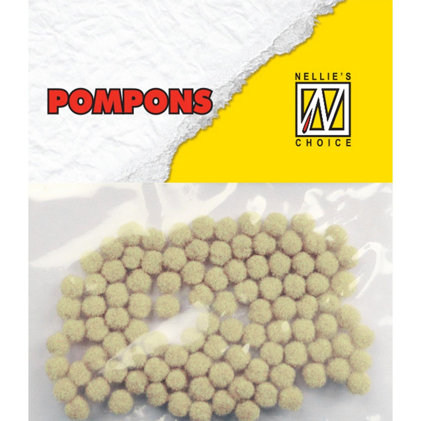 Nellies Wahl • Pompons Mini 3mm 100 Stück Pkg. col. MD-1912 Ecru
