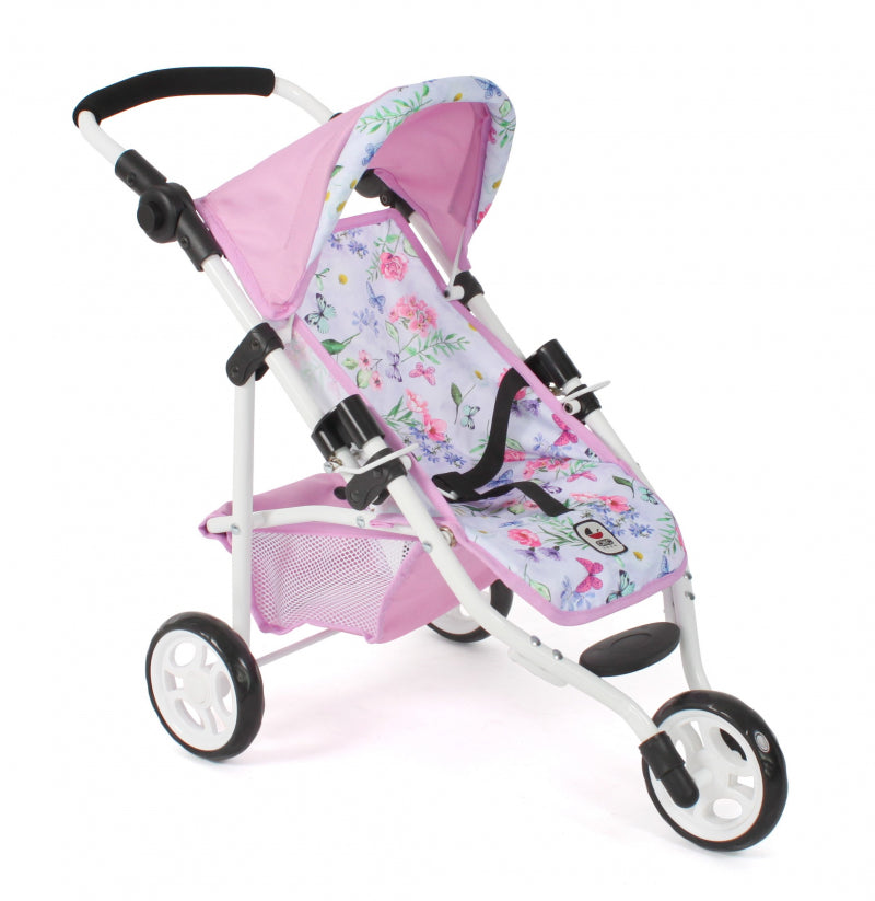 Bayer Chic Puppenwagen Joggen Lola (Blumen weiß rosa)