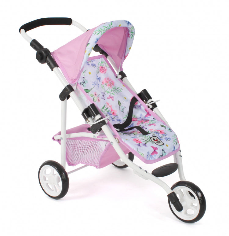 Bayer Chic Puppenwagen Joggen Lola (Blumen weiß rosa)