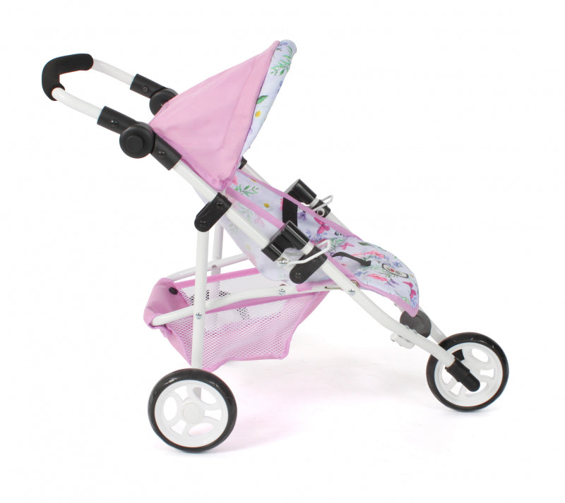 Bayer Chic Puppenwagen Joggen Lola (Blumen weiß rosa)