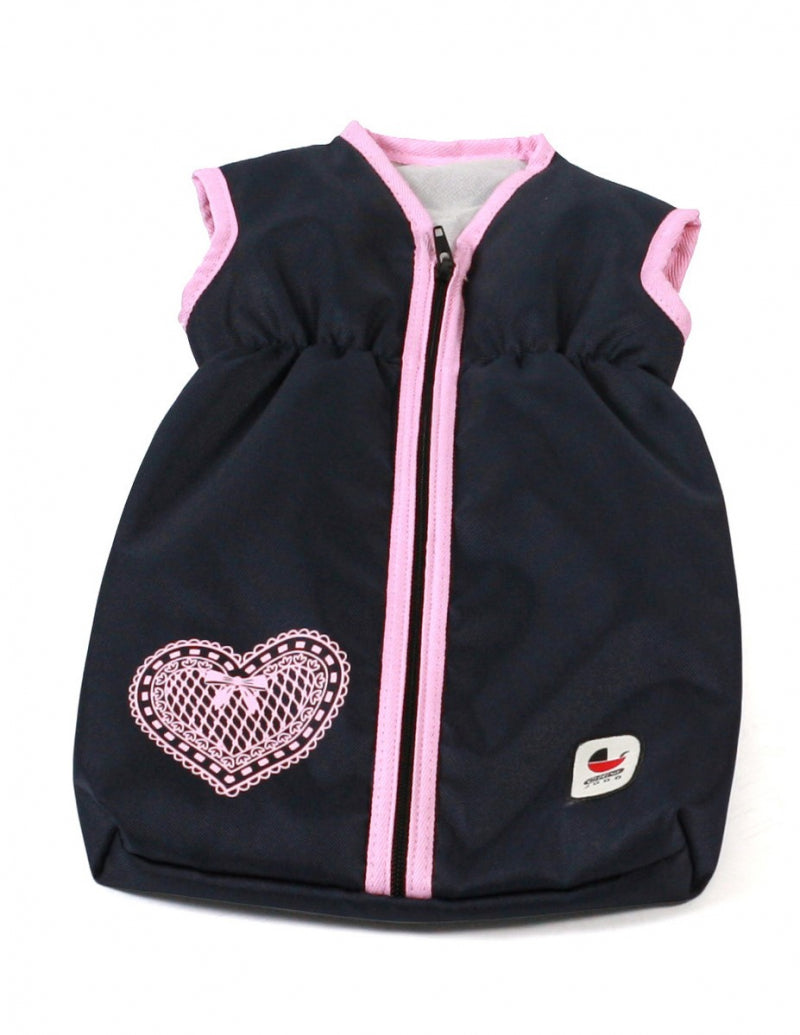 Bayer schicker Puppenschlafsack (dunkelblaues Herz)