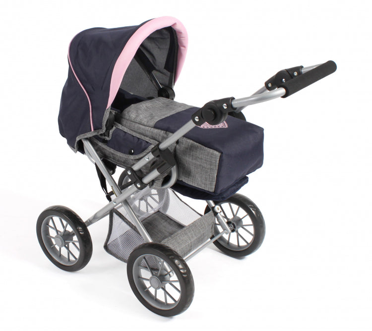 Bayer Chic Puppenwagen Leni Kombi (dunkelblau mit Herz)