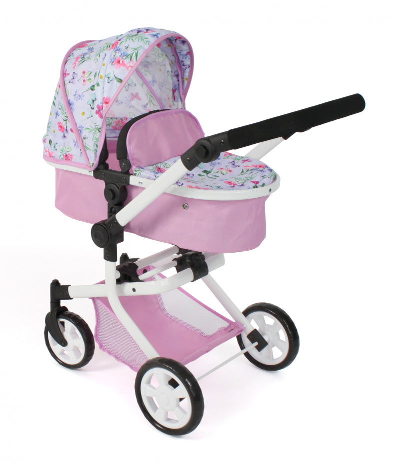 Bayer schicker Puppenwagen Mika Kombi (Blumen weiß rosa)