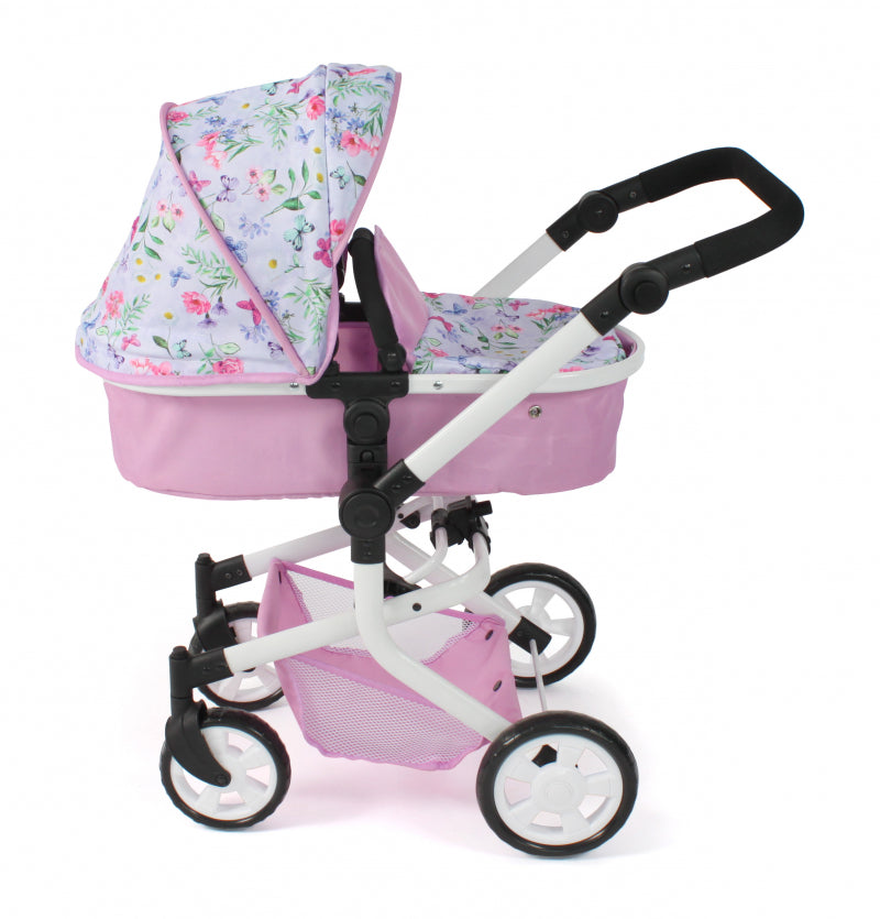 Bayer schicker Puppenwagen Mika Kombi (Blumen weiß rosa)
