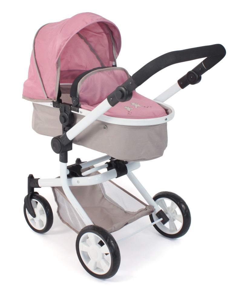 Bayer schicker Puppenwagen Mika Kombi (Rosa-Taupe-Bär)