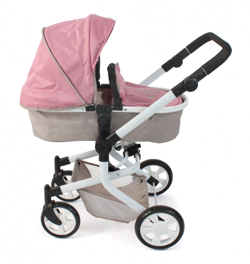 Bayer schicker Puppenwagen Mika Kombi (Rosa-Taupe-Bär)
