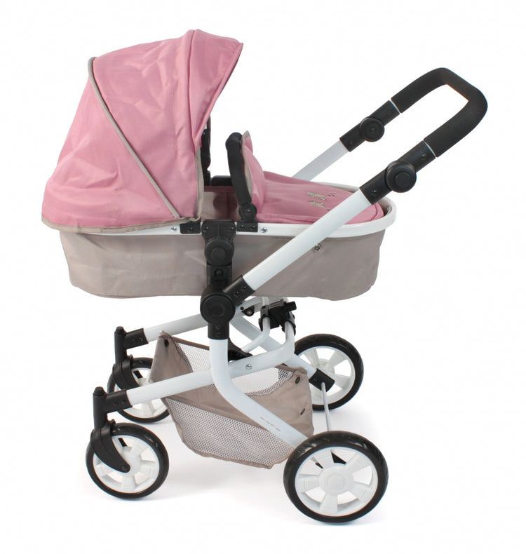 Bayer schicker Puppenwagen Mika Kombi (Rosa-Taupe-Bär)