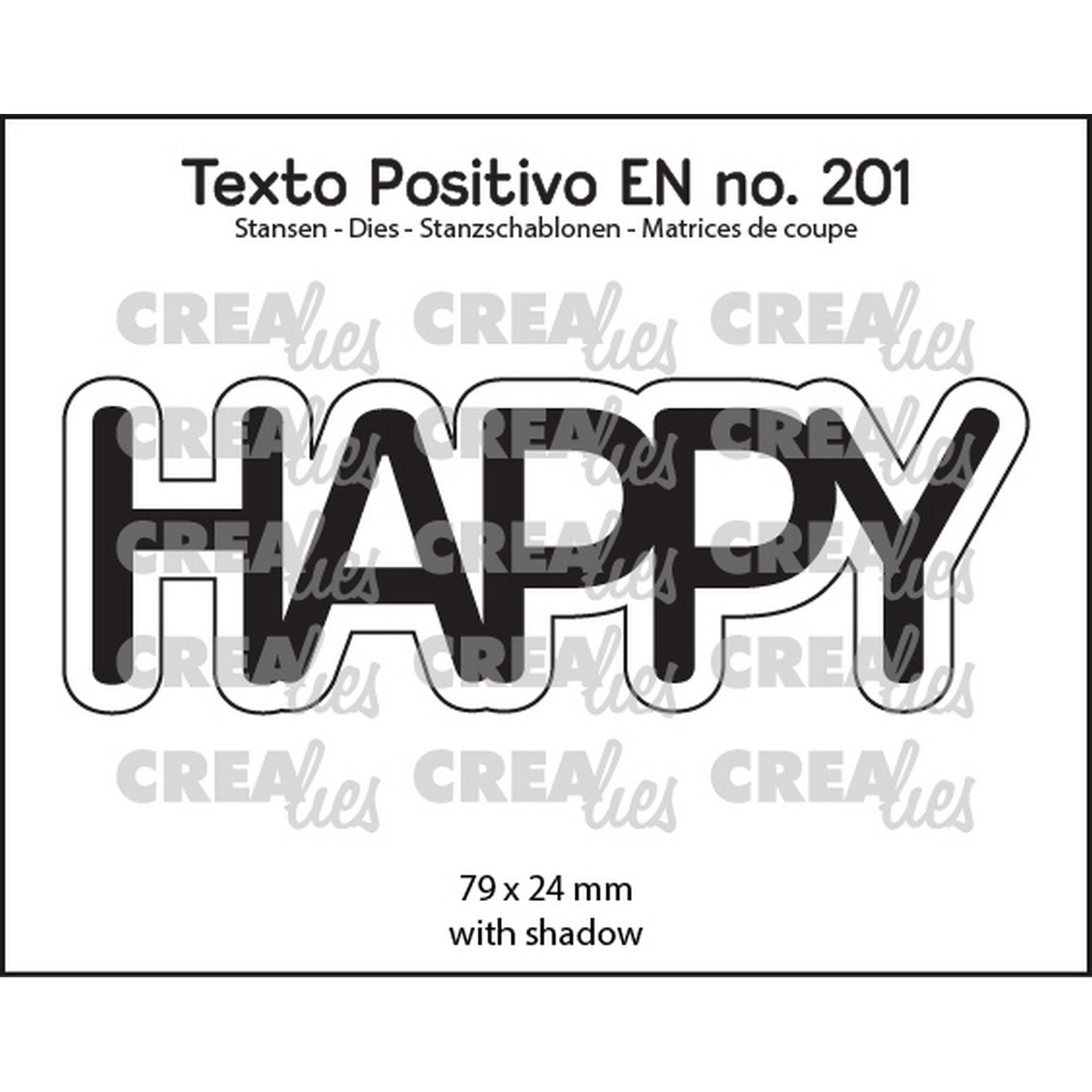 Crealies • Texto-Positivo-Schneidevorlage Happy