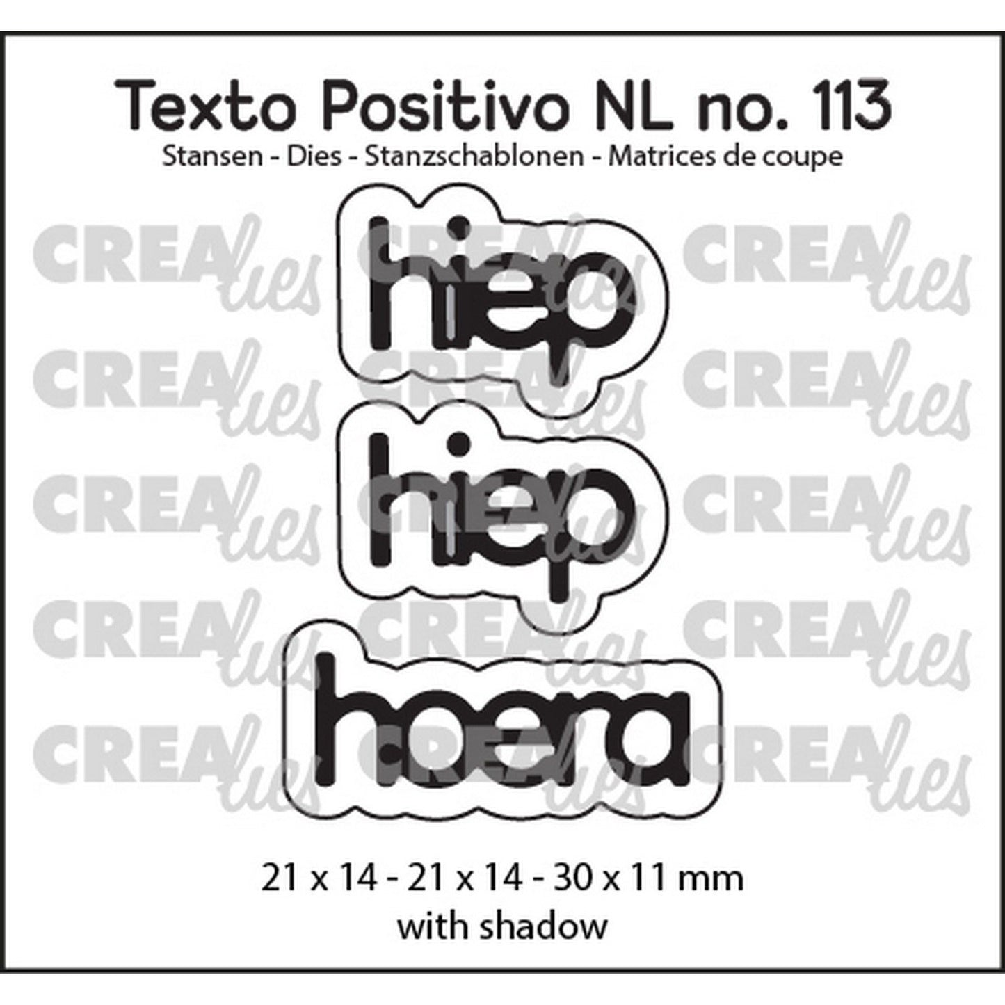 Crealies • positiver Text und dies Hip Hip Hurra