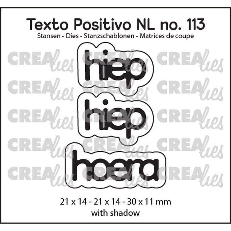 Crealies • positiver Text und dies Hip Hip Hurra