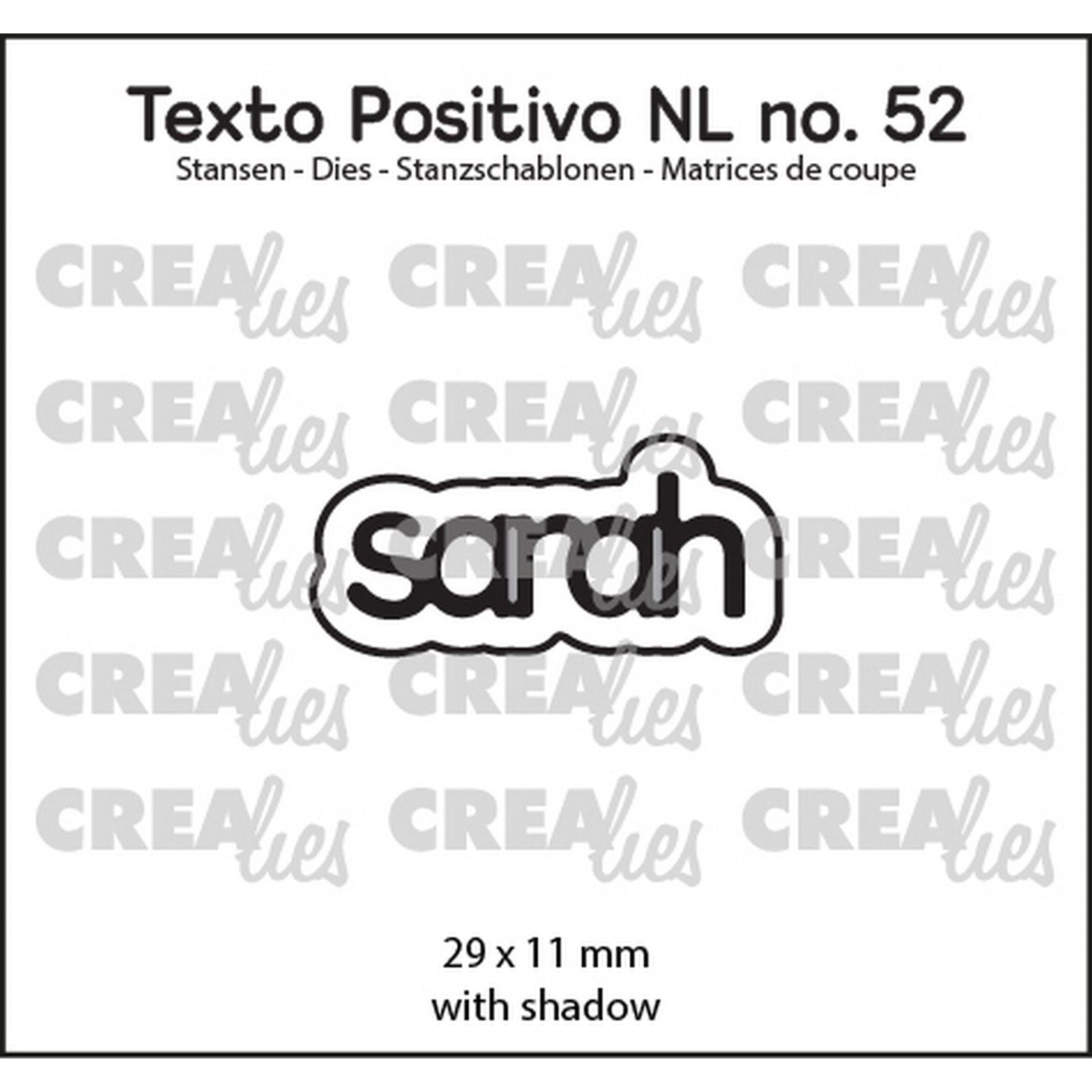 Crealies • Texto-Positiv-Schneidevorlage Sarah