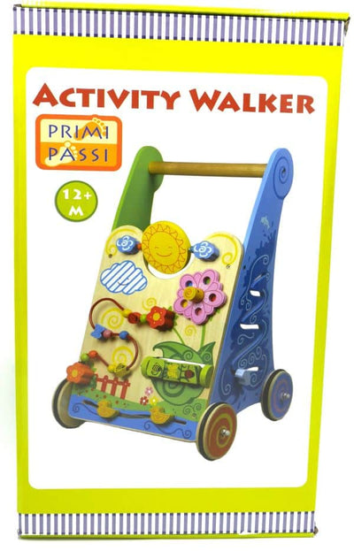 Jonotoys Primi Passi der hölzerne Babywalker mit Aktivitäten