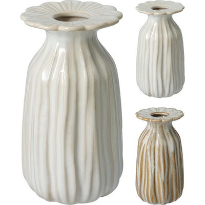 Home Styling Vase Creme 14cm gerippt