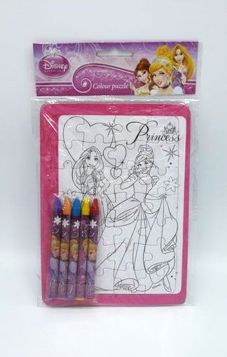 Disney Princess Puzzle, die Sie sich selbst färben können, 28 Stücke mit farbigen Stiften
