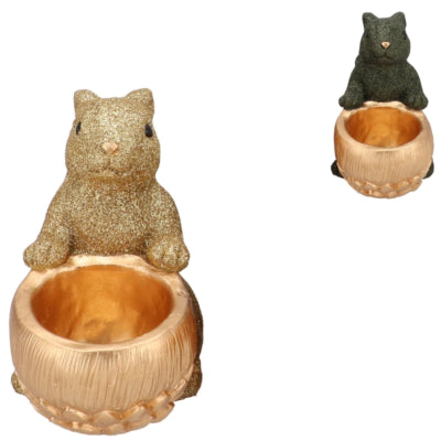 Daan Bugholzschale Jingle Eichhörnchen sitzend grün goldfarben 17 cm 2 sortiert | 6 Stück