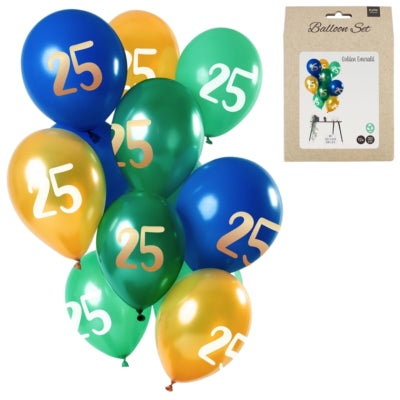 Folat Luftballons goldener Smaragd Zahl 25 Jahre 30 cm 12er Set | 24 Stück