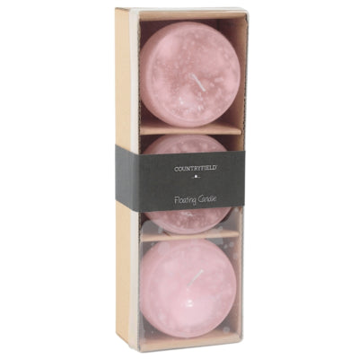 Countryfield Schwimmkerze Bollie Pink 7 cm 3er-Set | 12 Stück