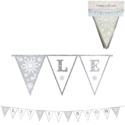 Fahnenleine Let it Snow Textil 3 m | 12 Stück