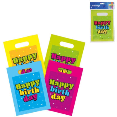 Folat Geschenktüte Happy Birthday 23 cm 8 Stück | 24 Stück