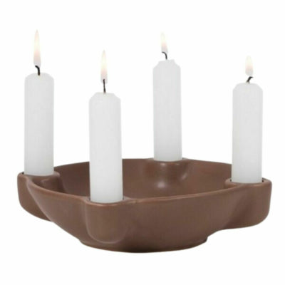 Senza Kerzenständer vier Jahreszeiten Keramik braun 18 cm | 12 Stück