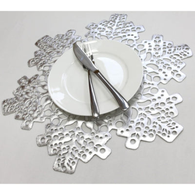 Tischset Weihnachten Schneeflocke silberfarben 41 cm | 12 Stück