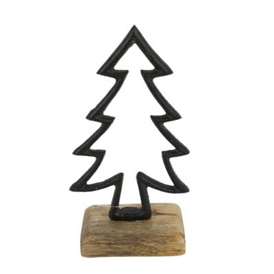 Figur Tanne auf Mangoholzsockel schwarz 17 cm | 12 Stück