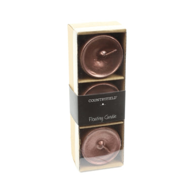Countryfield Schwimmkerze Bollie metallic kupferfarben 5 cm 3er-Set | 24 Stück