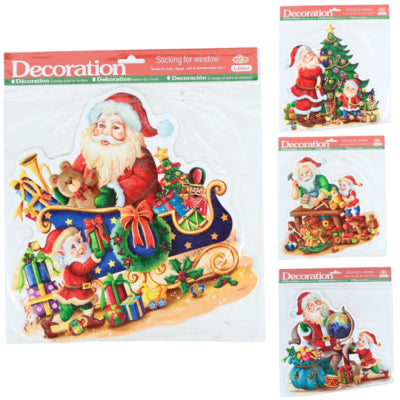 Fensteraufkleber Weihnachtsmann 30 cm 4-fach sortiert | 96 Stück