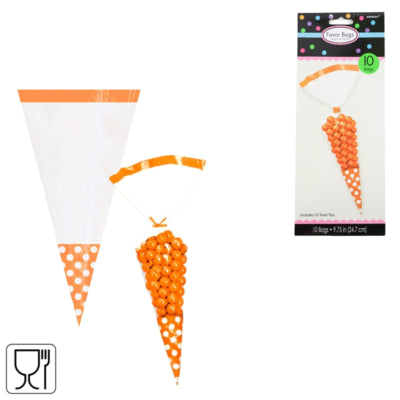 Ty Par Kegelbeutel mit Verschluss transparent orange 24,7 cm 10er Set | 48 Stück