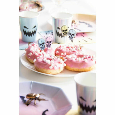 Folat Halloween-Partykerzen Pastell 8 cm 6er-Set | 24 Stück
