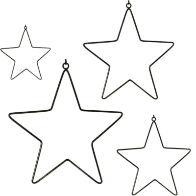 Anhänger Sterne Weihnachten schwarz 30 cm 4er Set | 10 Stück