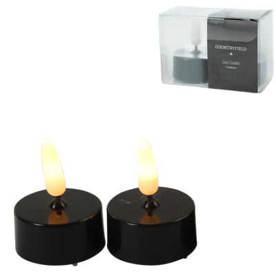 Countryfield LED Teelicht Elegance Flammeneffekt schwarz 5 cm 2er Set | 24 Stück