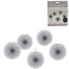 Amscan Dekofächer silberfarben 15 cm 5er-Set | 24 Stück