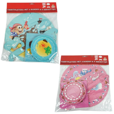 Ty Par Kuchenblech mit 6 Tellern und 6 Servietten 32 cm 2 sortiert | 24 Stück