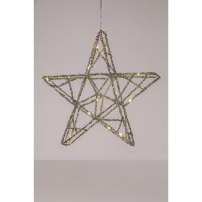 Weihnachtsstern LED auf Batterie silberfarben 40 cm | 6 Stück