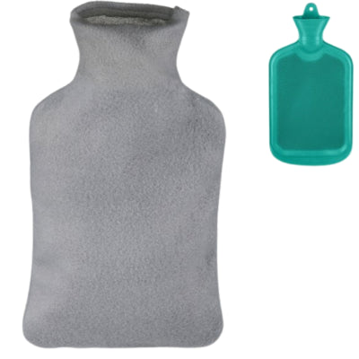 Relaxdays Wärmflasche mit Bezug türkisgrau 1,5 l | 12 Stück