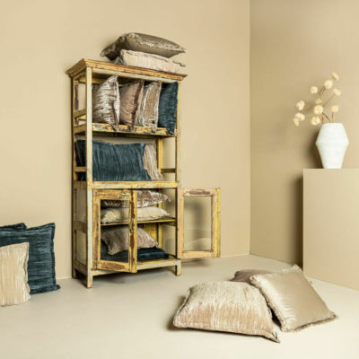 Ptmd Kissen Nous Samt blau 60 x 60 cm | 4 Stück