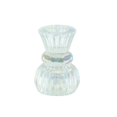 Housevitamin Kerzenhalter Duo Classic Ribb schillerndes Glas 8 cm | 24 Stück