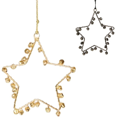 Anhänger Weihnachtsstern mit Glöckchen 11 cm 2 sortiert | 72 Stück