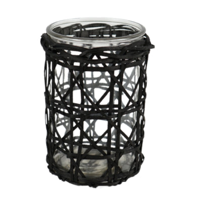 Gusta Teelichthalter l Rattan schwarz 15,5 cm | 6 Stück